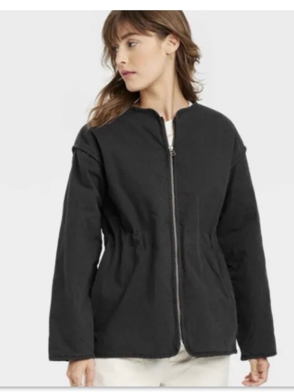 Universal thread Classic Women's Black Utility Zip-Up Jacket XS